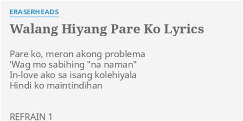 lecheng pag ibig to lyrics|Walang Hiyang Pare Ko Lyrics .